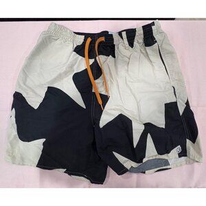 Billionaire Boys Club Mens Swim Trunks L Black & Beige Camo Print Nylon Elastic
